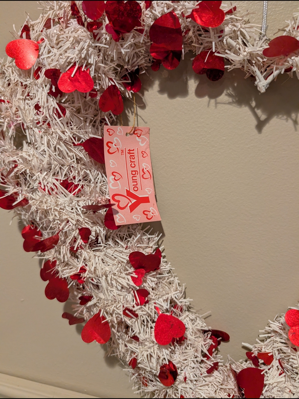 White and Red Heart Holiday Wreath - Home Holiday - Picture 2 of 10